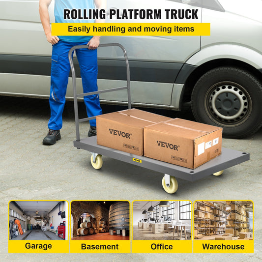 VEVOR Platform Truck 2000 Lbs Capacity  Flatbed Cart Hand Truck