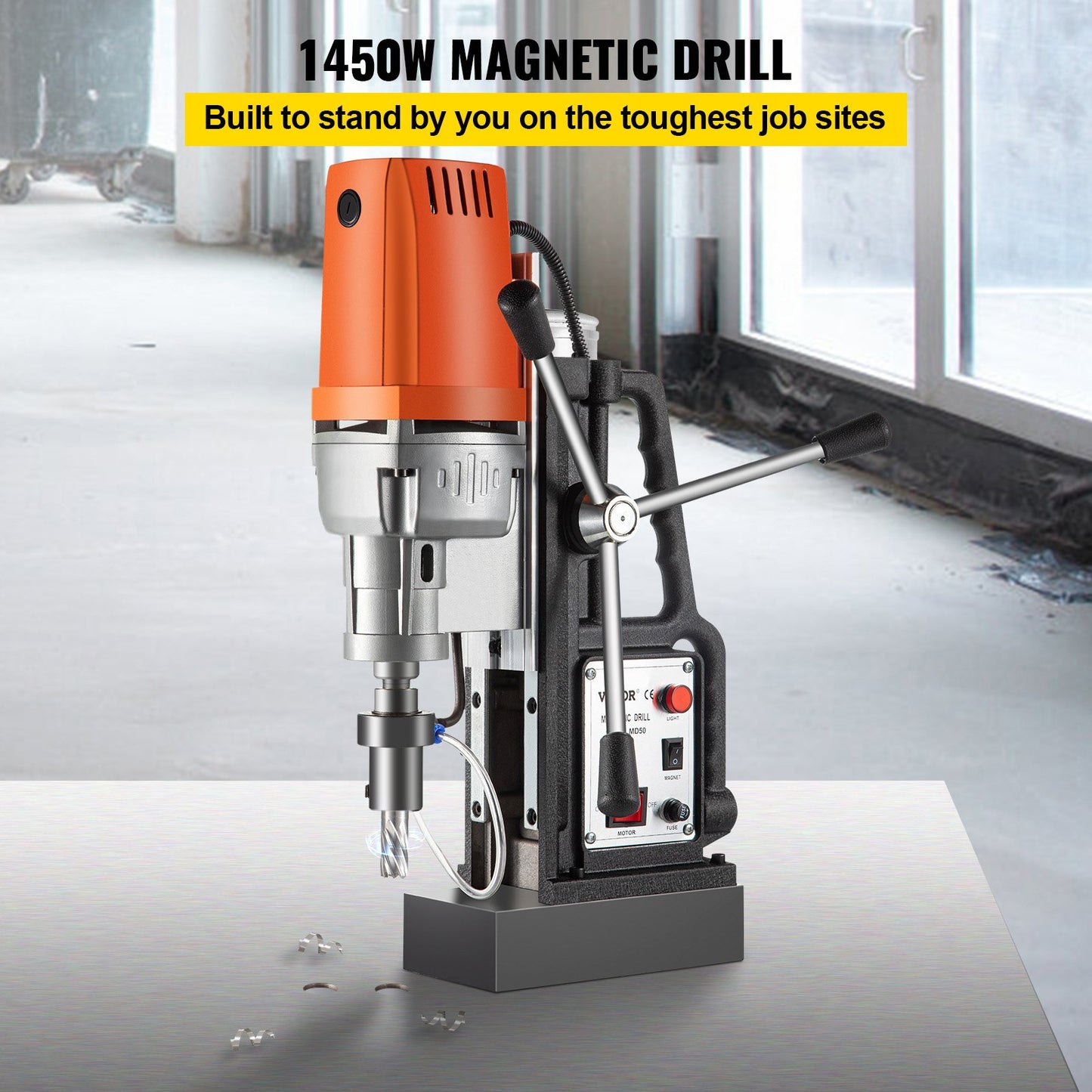 Magnetic Drill 1450W Magnetic Drill Press With 2Inch Boring Diameter Annular Cutter Machine 2900 LBS 11pcs HSS Annular Cutter Bits