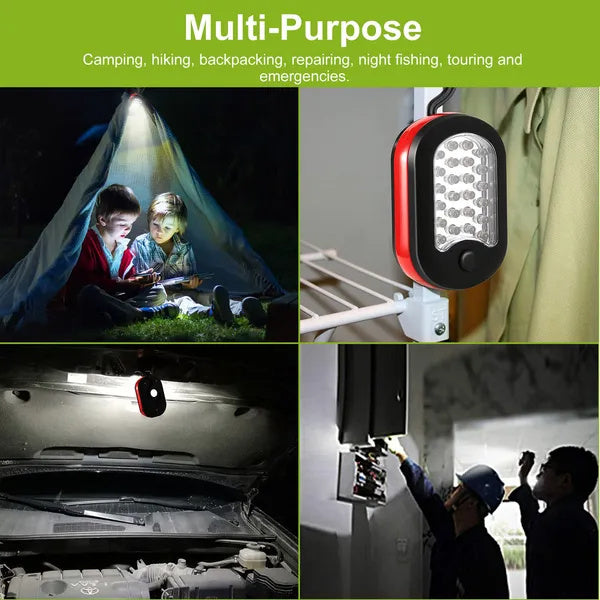 Compact Work Light 27LEDs Hang Lights Portable Magnetic Flashlight With Hook For Camping Hiking Emergency