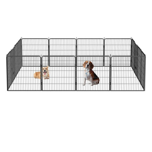 Dog Pens Outdoor 32 Height Foldable 16 Panels Heavy Duty Metal Portable Dog Playpen Indoor Anti Rust Exercise Dog Fence With Doors