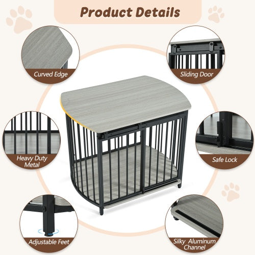 31.5 Furniture Style Dog Crate For Small And Medium Dogs, Wooden Cage Indoor Kennel Furniture, Modern Dog Crate End Table With Double-Doors