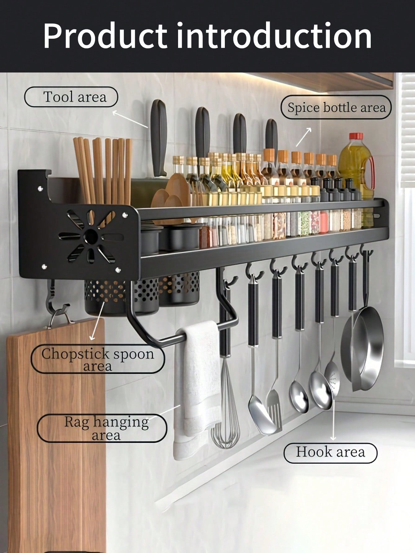 Wall-mounted Space-saving Kitchen Shelf, Non-penetrating Kitchen Wall-mounted Multi-functional Household Storage Rack