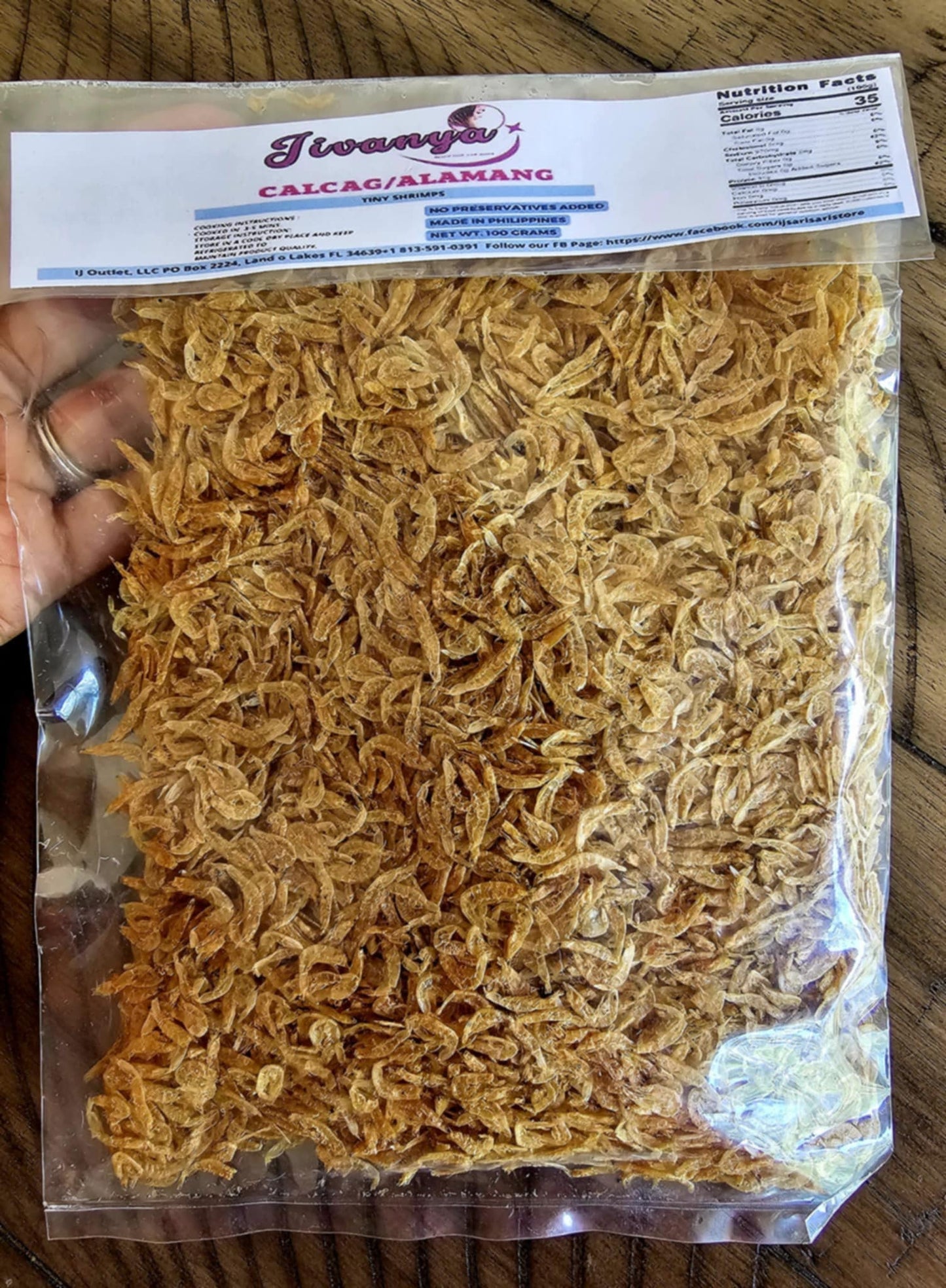 Jivanya Dried Calcag-Alamang - Tiny Shrimps - 100/250 grams - 3.5/8.8 oz