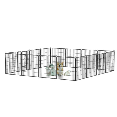 Dog Pens Outdoor 32 Height Foldable 16 Panels Heavy Duty Metal Portable Dog Playpen Indoor Anti Rust Exercise Dog Fence With Doors