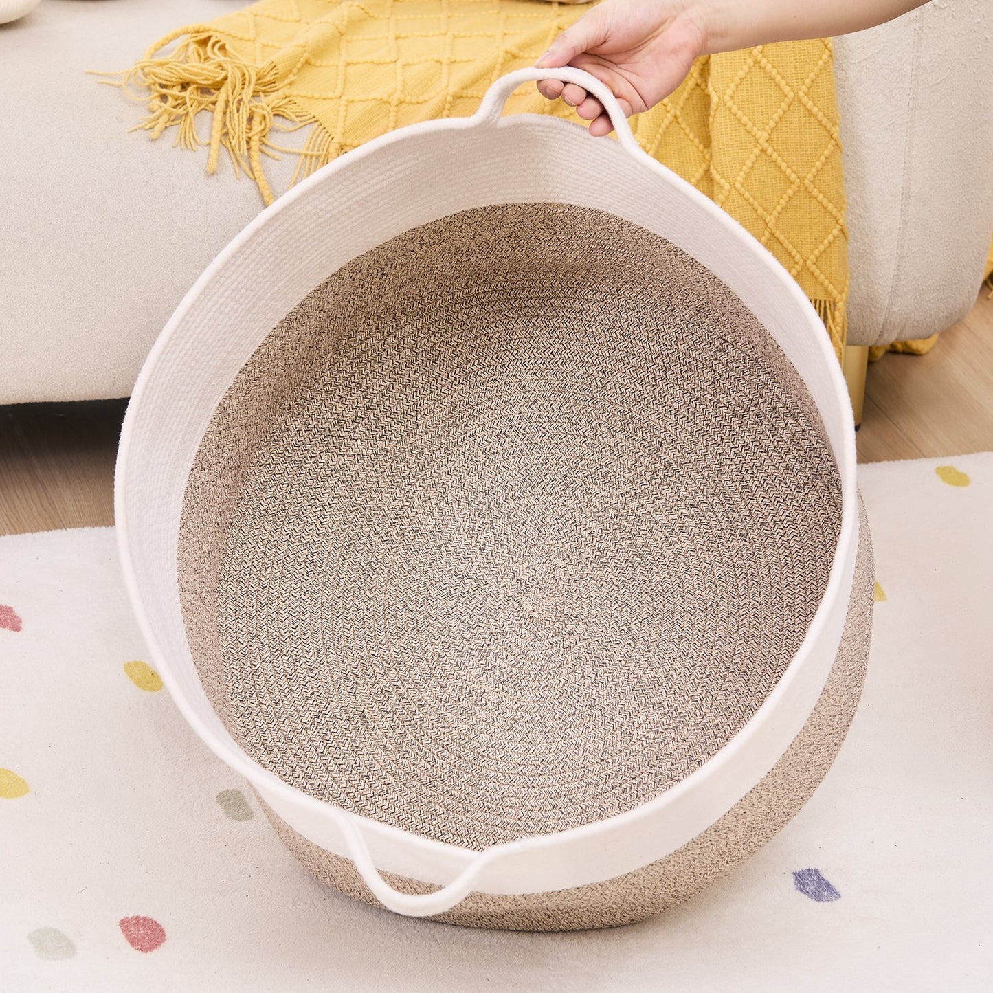 VEVOR Cotton Rope Storage Basket 87L Woven Blanket Basket 22 X 22 X 14 In