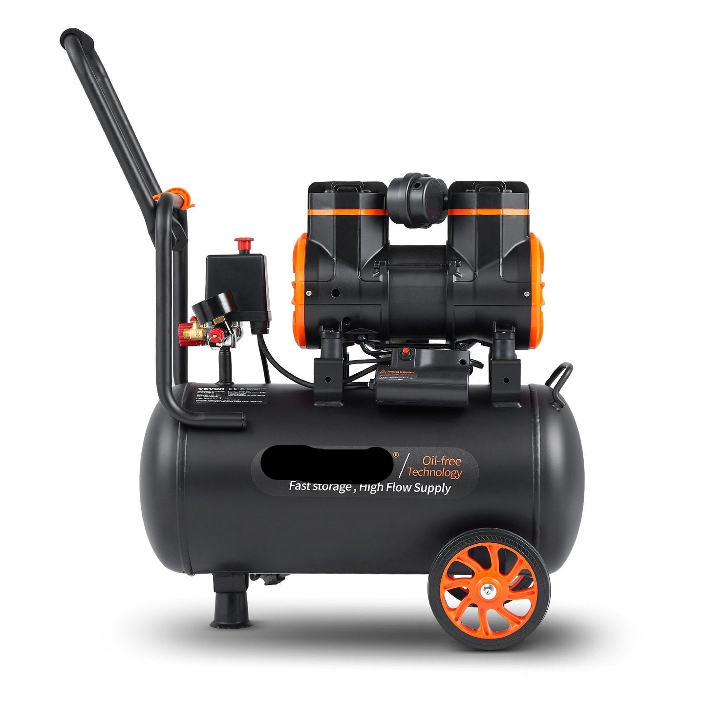Air Compressor 6.3 Gallon 1450W 3.35 CFM 90PSI 70 DB Ultra Quiet Oil Free