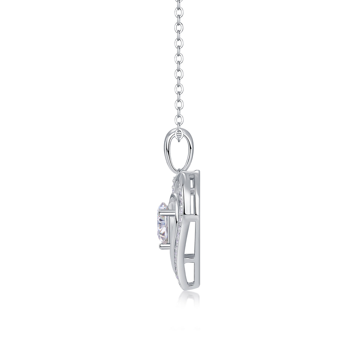 1Heart To Heart Luxury Fashion Diamond Pendant Necklace Set With Mosan Diamond Silver Ornaments Prohibit TikTok sales