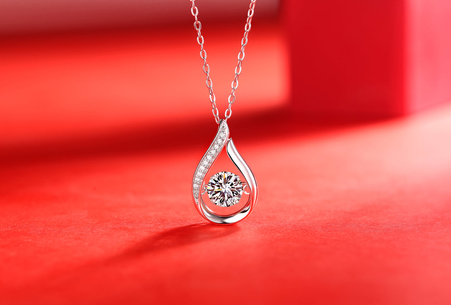 Smart Drop Luxury Fashion Diamond Pendant Necklace Set With Mosan Diamond Silver Ornaments