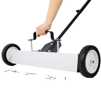 24' Rolling Magnetic Pick-Up Sweeper, Heavy Duty Push-Type With Release, For Nails Needles Screws Collection,30 Pound Capacity