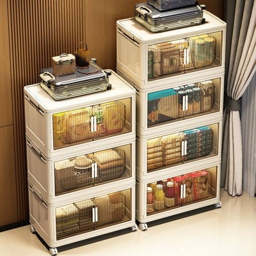 Collapsible Storage Bins With Magnetic Door Plastic Storage Cabinet With Wheels Closet Organizers And Storage Containers