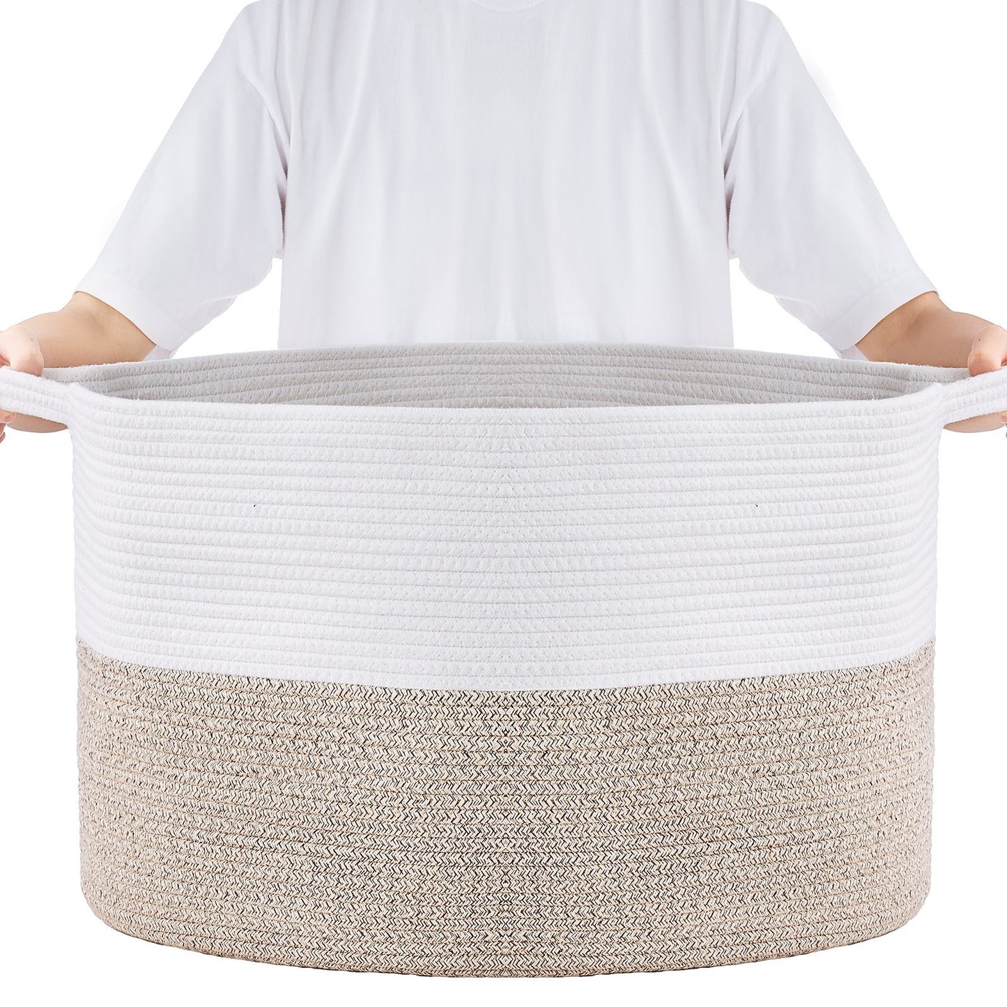 VEVOR Cotton Rope Storage Basket 87L Woven Blanket Basket 22 X 22 X 14 In