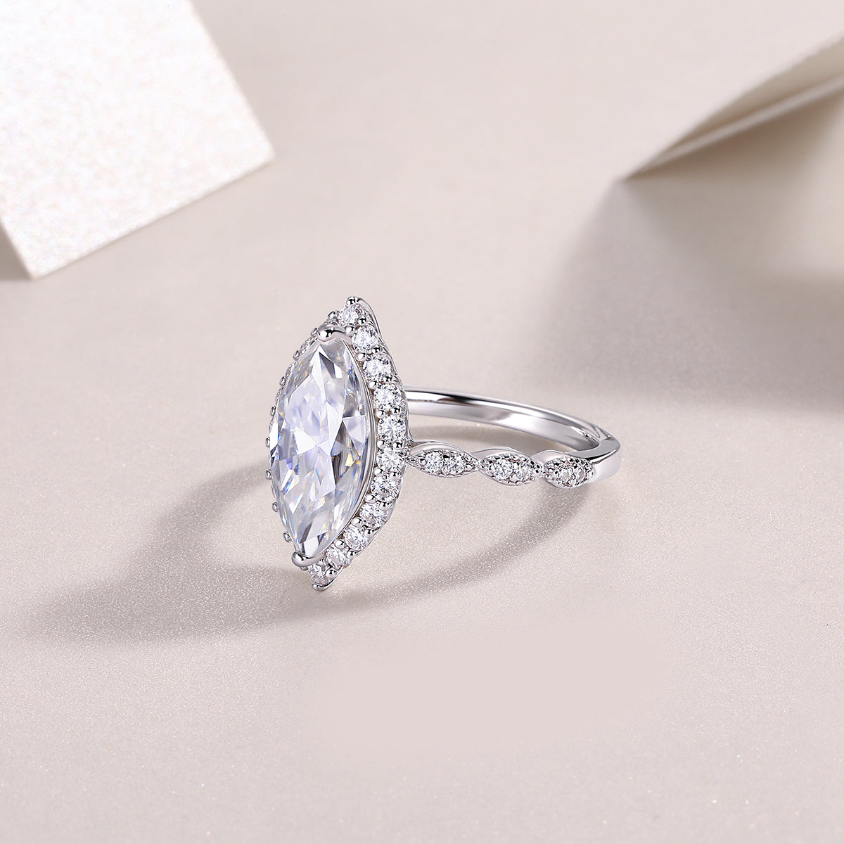 Starlight Craze - A Fashionable Diamond Jewelry Piece Set With Moissanite S925 Sterling Silver And Platinum Diamond Ring