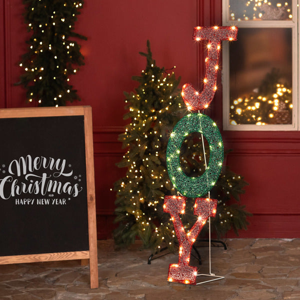 29X27X99cm, JOY Letter 2D Warm White Light, Mesh Powder 4.5V, 1.35W, Classic Elements Of Christmas Lighting