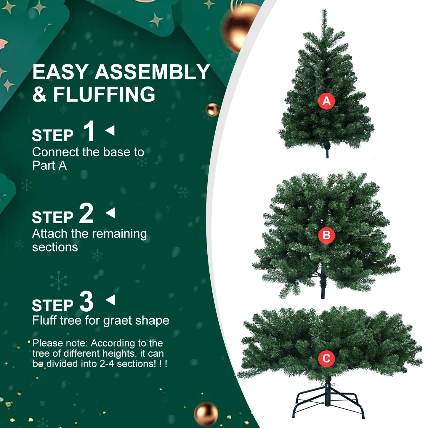 Artificial Tree, White Flocked Pine Premium Christmas Tree, Lifelike PE&PVC Mixed Tips