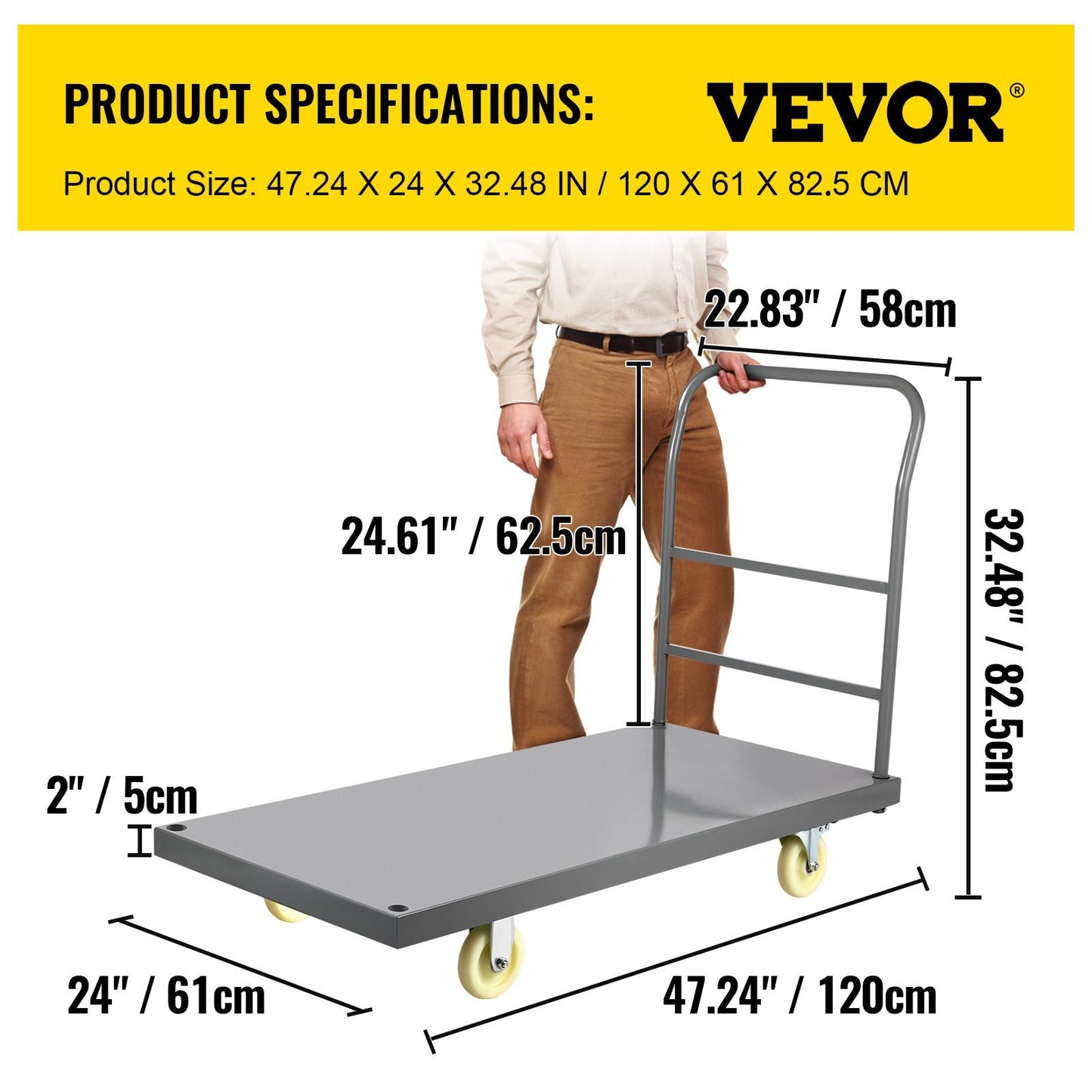 VEVOR Platform Truck 2000 Lbs Capacity  Flatbed Cart Hand Truck