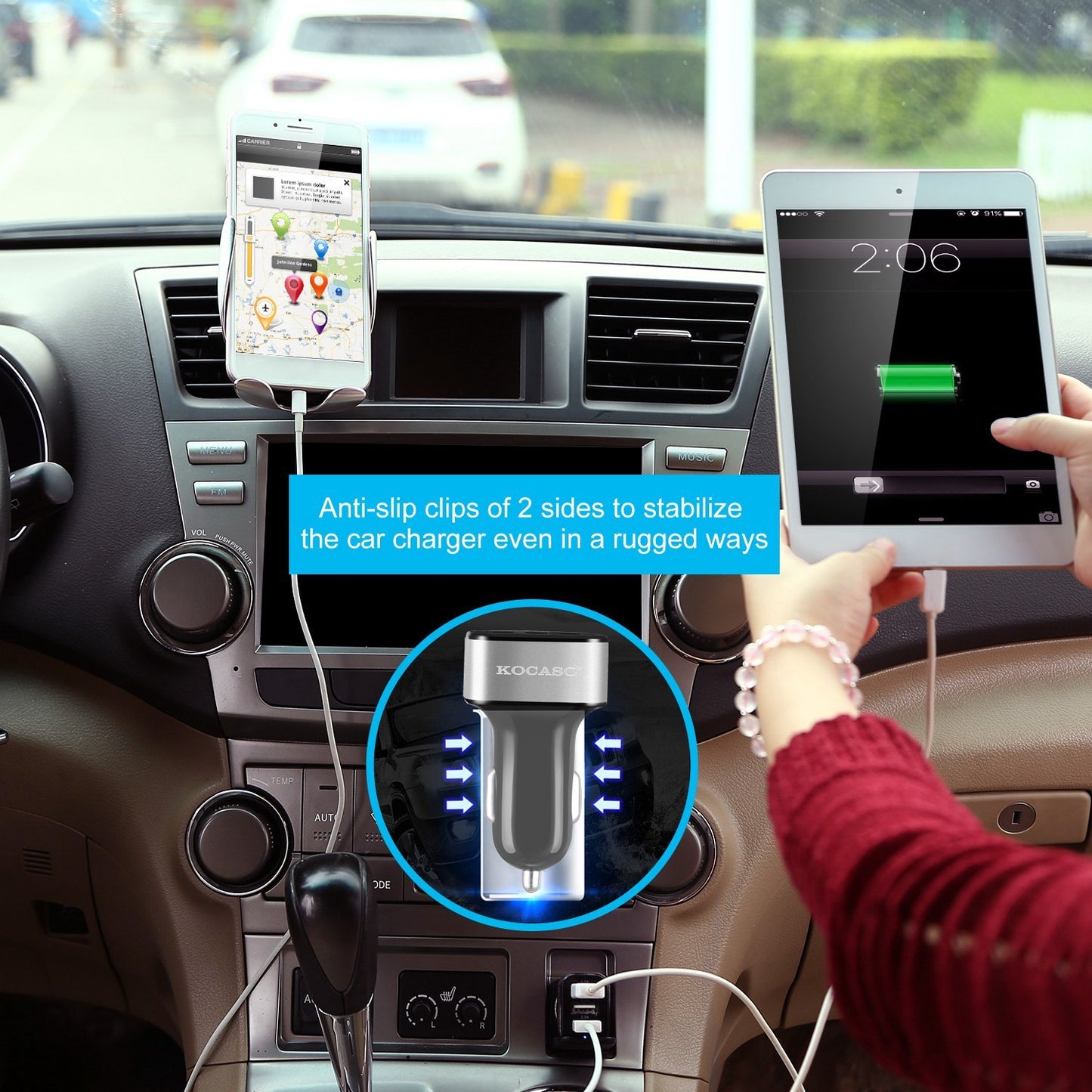 1Pc 3Port USB Car Charger 30W 5.5A