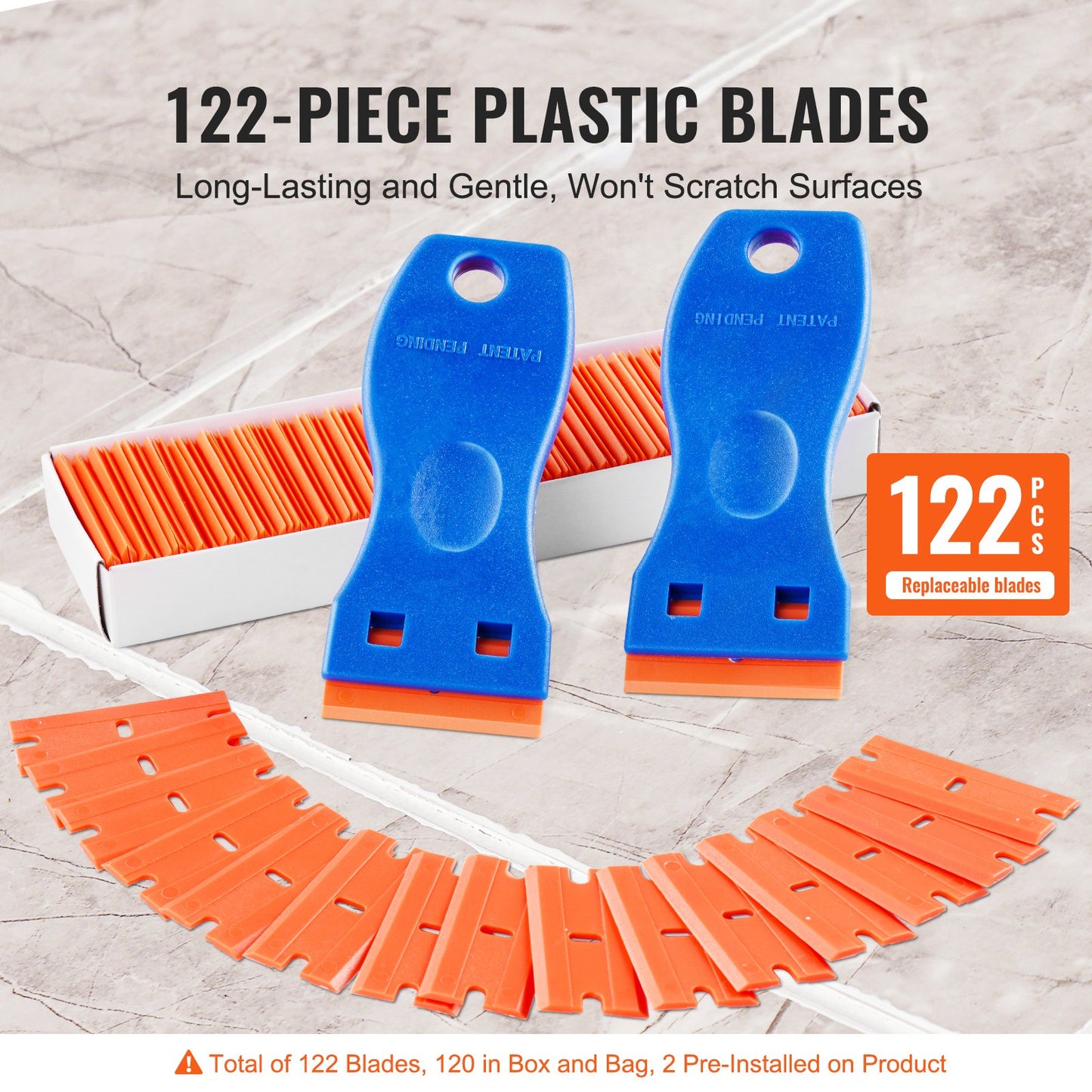 Plastic Razor Blade Scraper 2PCS Scraper Tool 120PCS POM Plastic Blades