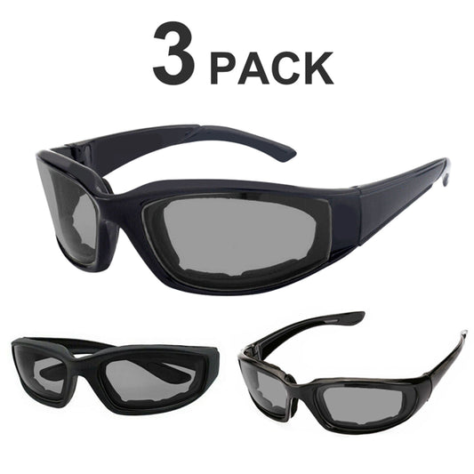 3 Pairs Motorcycle Sports Biker Riding Glasses Wind Resistant Eye Protection Sports Goggles Cycling Glasses Sunglasses Grey Color(TK/TMEU For Self-pickup)