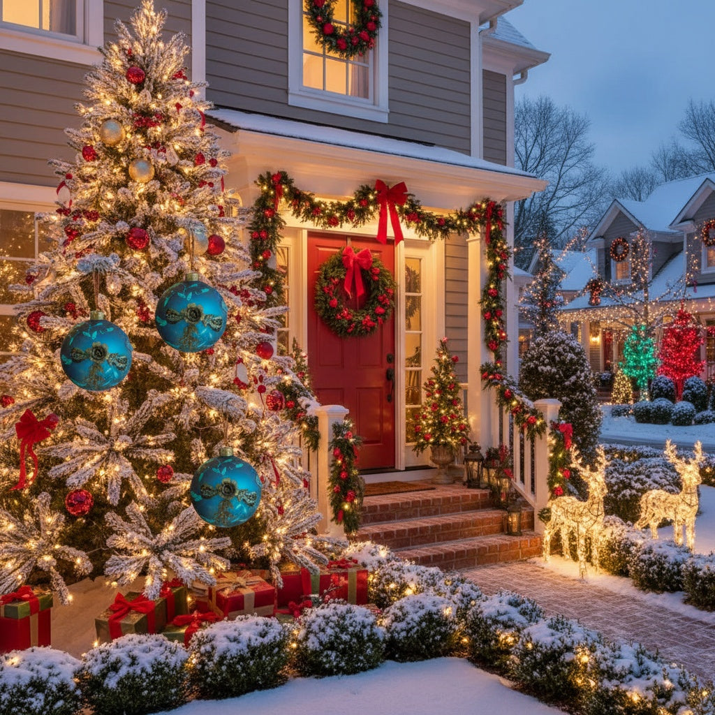 4PCS Set 4.7in Christmas Glass Ball Ornaments Shiny Hanging Tree Decor Home Holiday Party Supplies