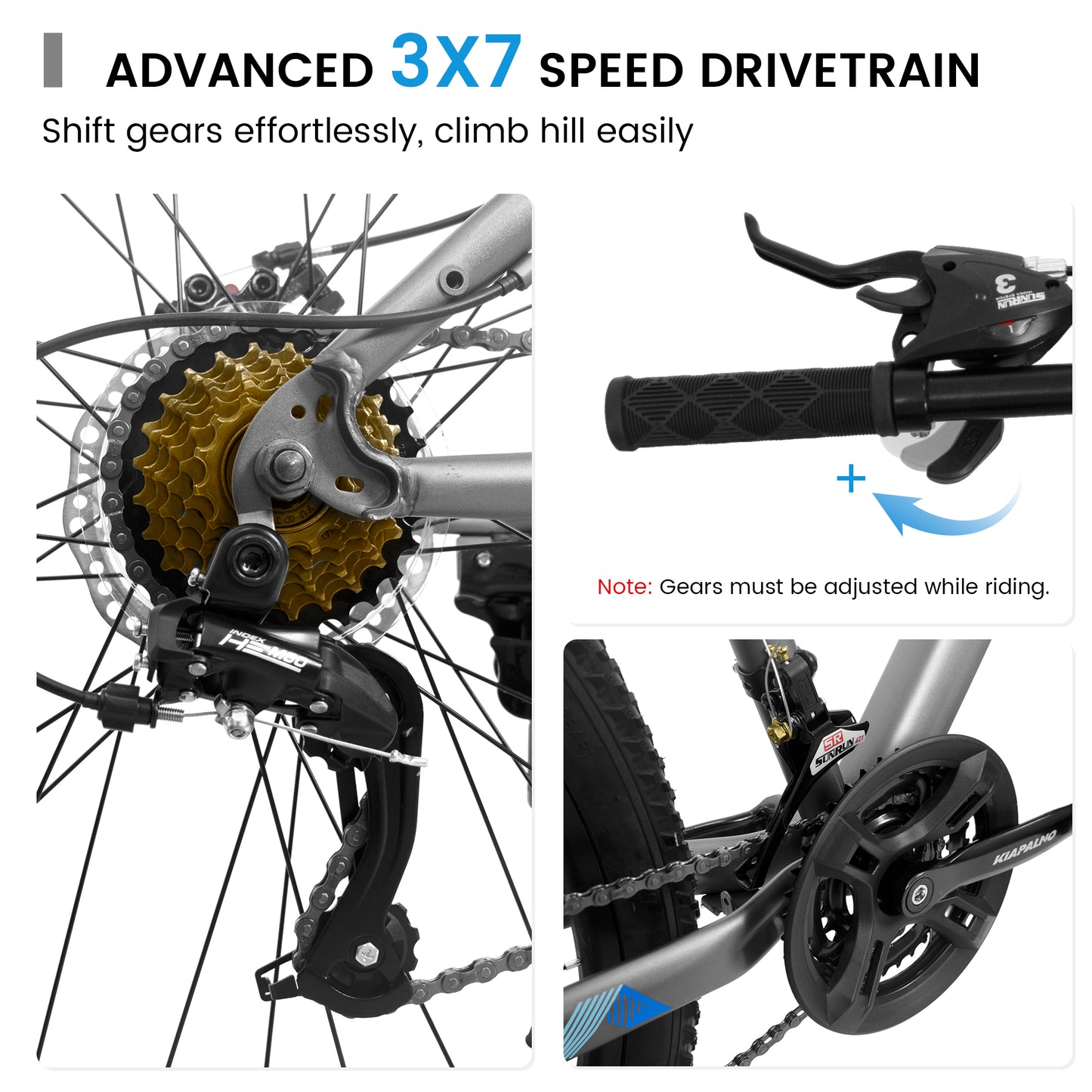 A26251 26-Inch Mountain Bike For Adults And Teenagers, High Carbon Steel Frame, Front And Rear Mechanical Disc Brakes, 21-Speed Gear System, 26x2.125 Tires