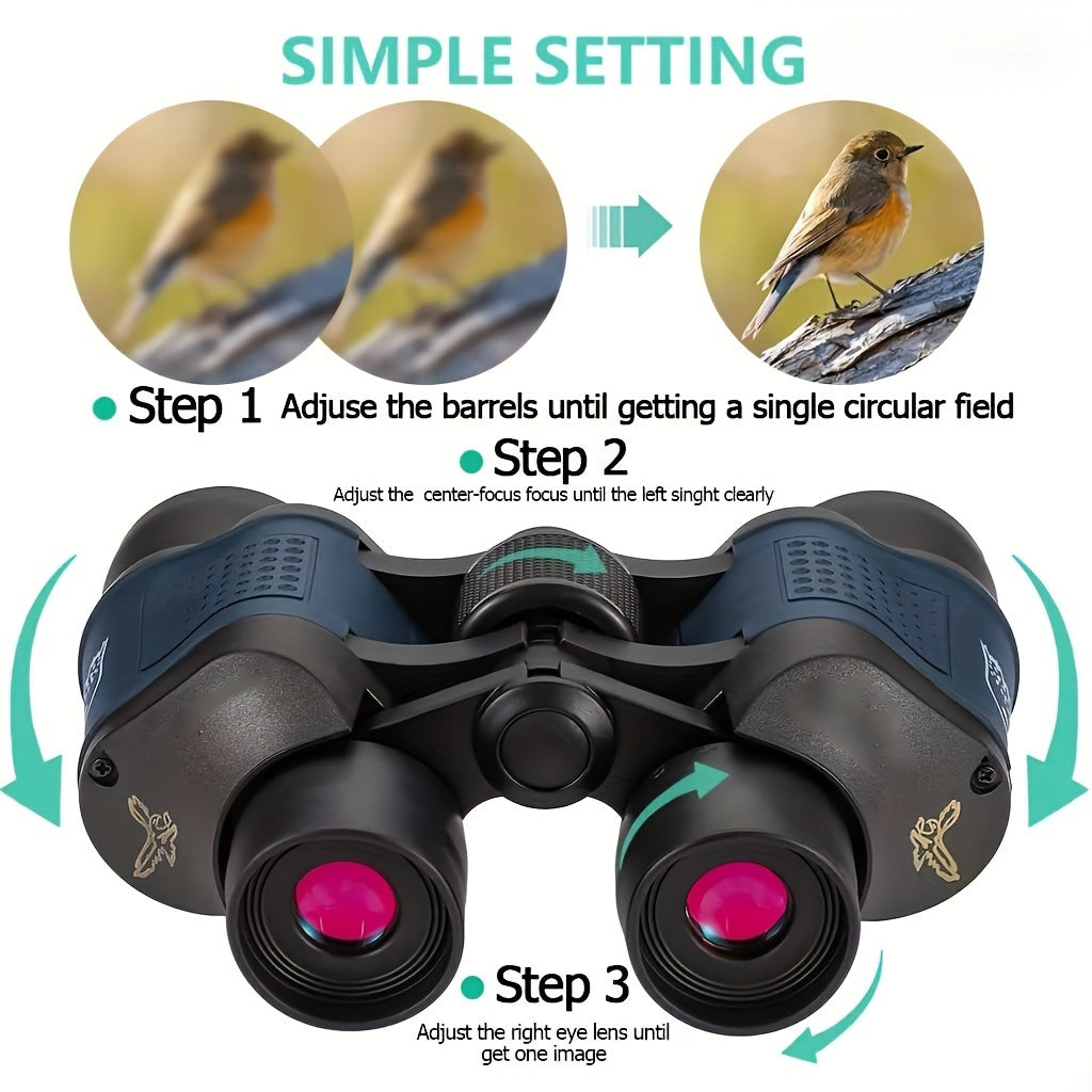 Binoculars For Adults High Power,60x60 With Low Light Night Vision Waterproof Binoculars Watching Outdoor Sports Concerts Binoculars For Bird Watching Professional