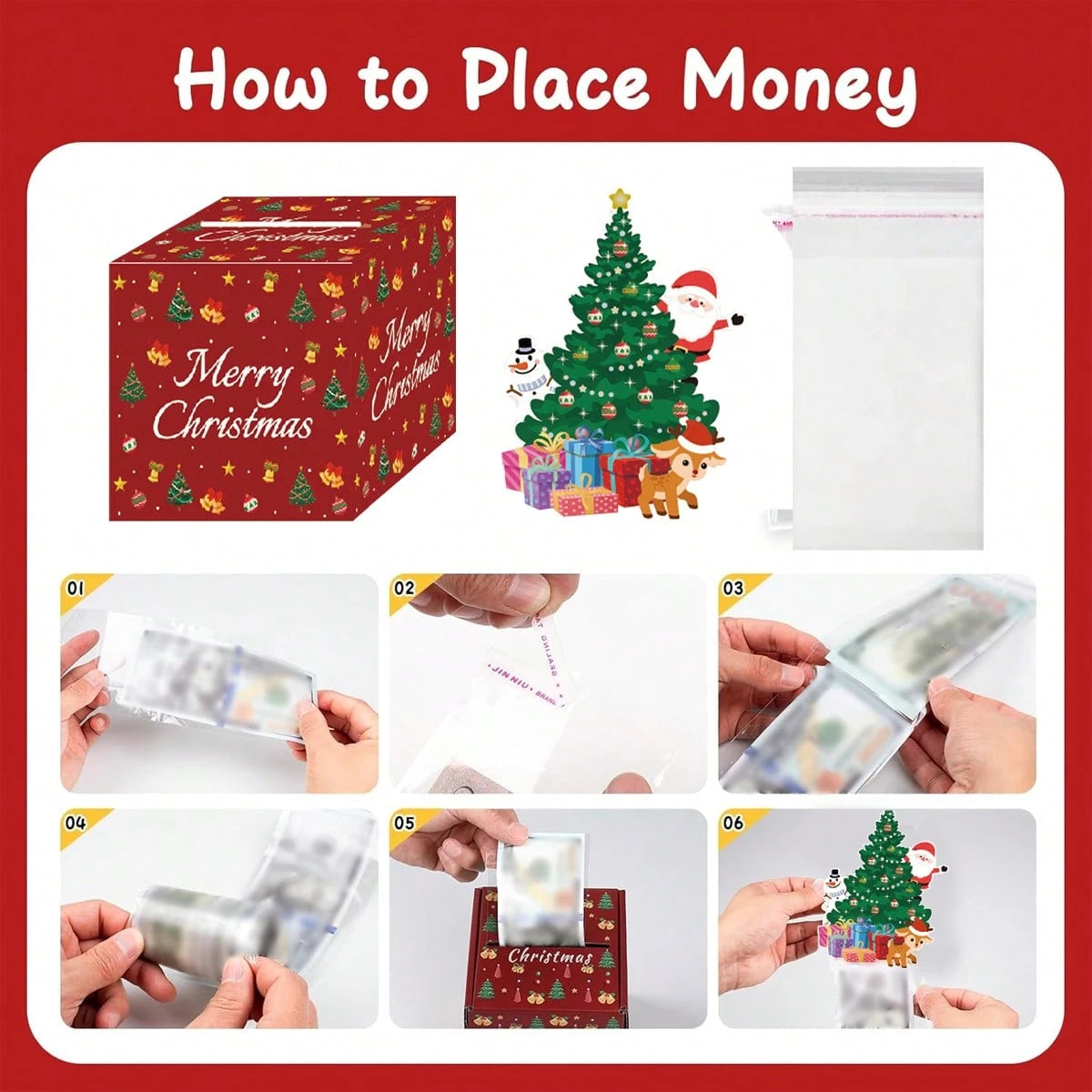 Christmas Money Box For Cash Gift Pull Surprise Money Gift Boxes For Cash With Pull Out Surprise Merry Christmas Box Holder Unique DIY Roll Ideas Cash Holder For Xmas Parties Favors Birthday Lovers