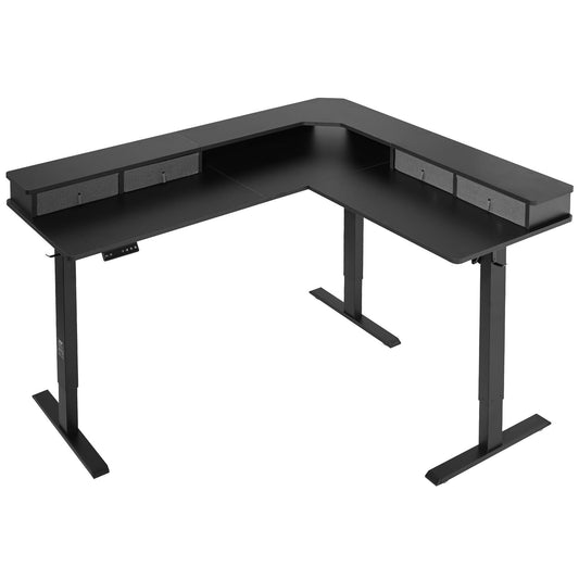 L Shaped Desk Electric Adjustable Height Corner Gaming Desk With Drawers