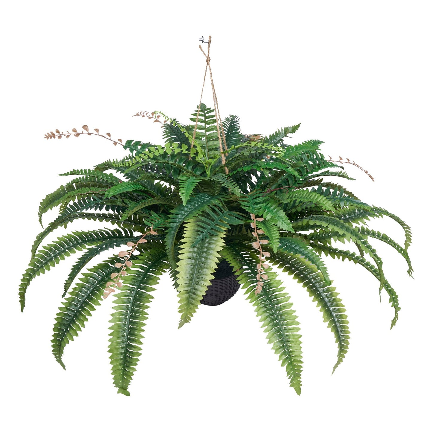 Artificial Ferns, Natural Spread Diameter 37-41 Inch, Large Hanging Fake Boston Ferns, Sunlight Resistant Fake Plant Wall Decor With 80 Branches And Flowerpot, Faux Fern For Home Office Outdoor