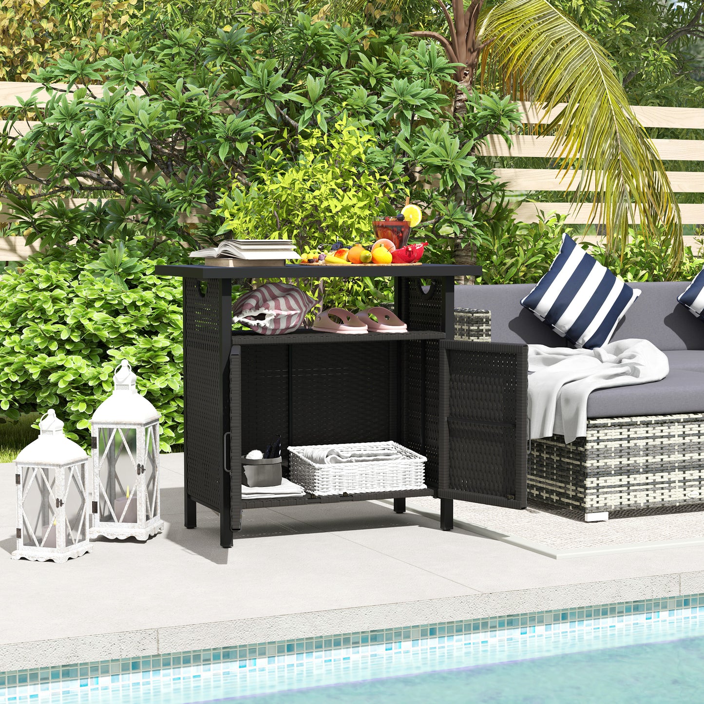 Outdoor Pool Towel Storage Cabinet Organizer