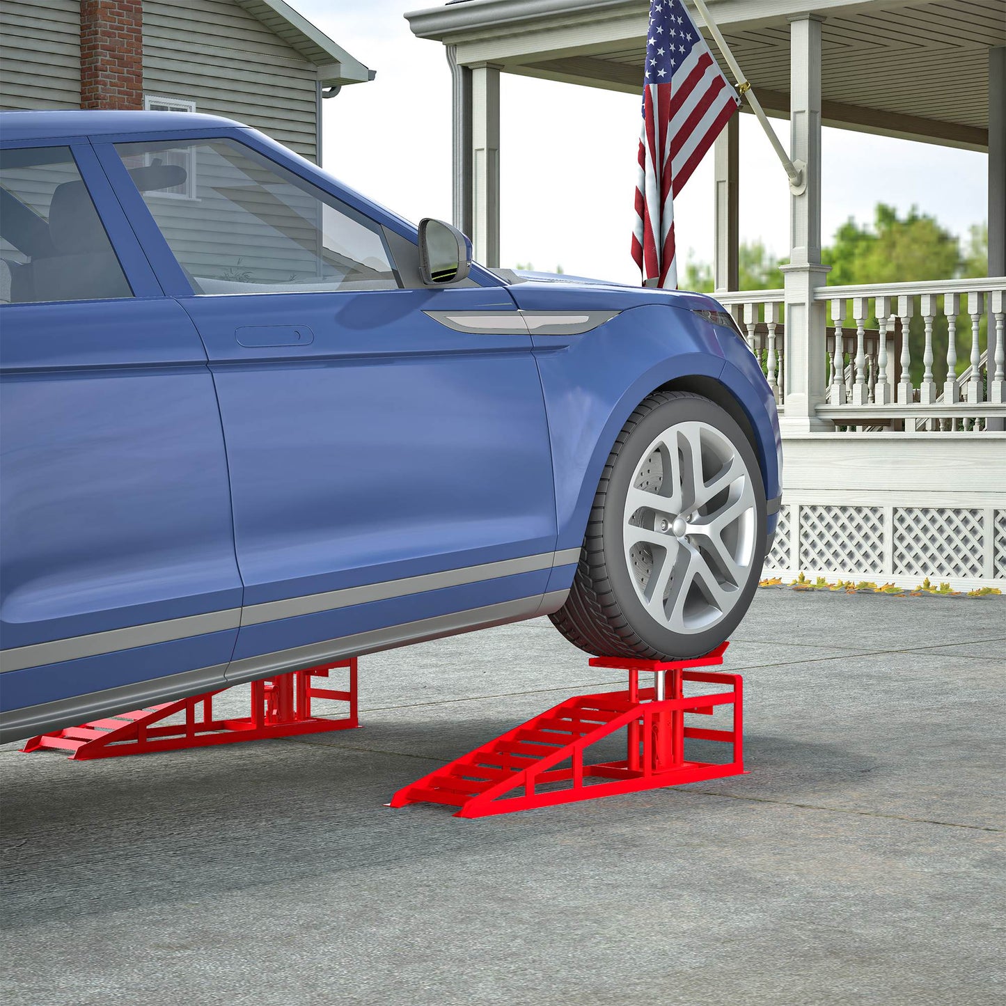 2 Pack Hydraulic Car Ramps 5T 11000lbs Low Profile Car Lift Service Ramps Truck Trailer Garage,Height Hydraulic Vehicle Ramps
