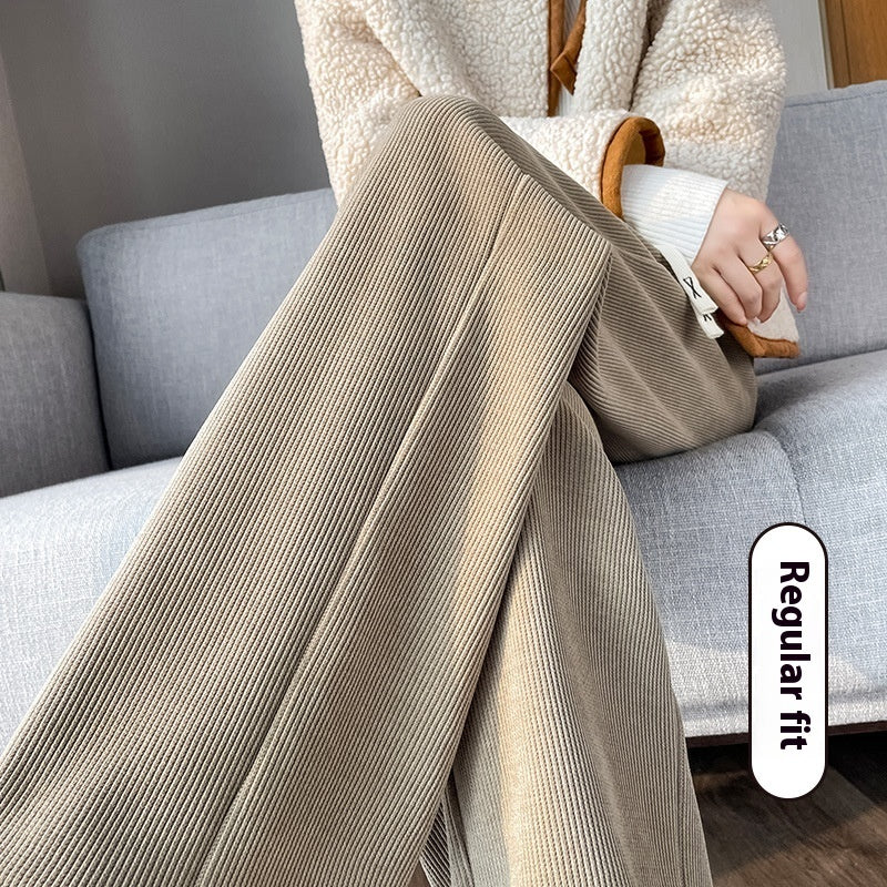 Chenille Fleece-lined Thickening Wide Leg Pants Women's Autumn And Winter