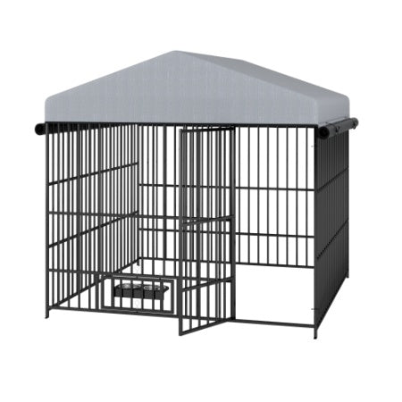 Large Dog Kennel Outdoor Pet Pens Dogs Run Enclosure Animal Hutch Metal Coop Fence With Roof Cover 6.6L X 6.6W X 6.4H