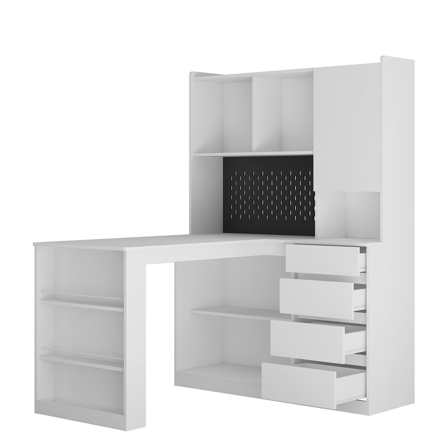 L Shaped Desk With Charger,Computer Desk With Drawers,Bookshelf,with LED Light,Modern Corner Desk,Home Office Desk,L-Shaped Study Table Writing Desk,Corner Gaming Computer Desk With Storage
