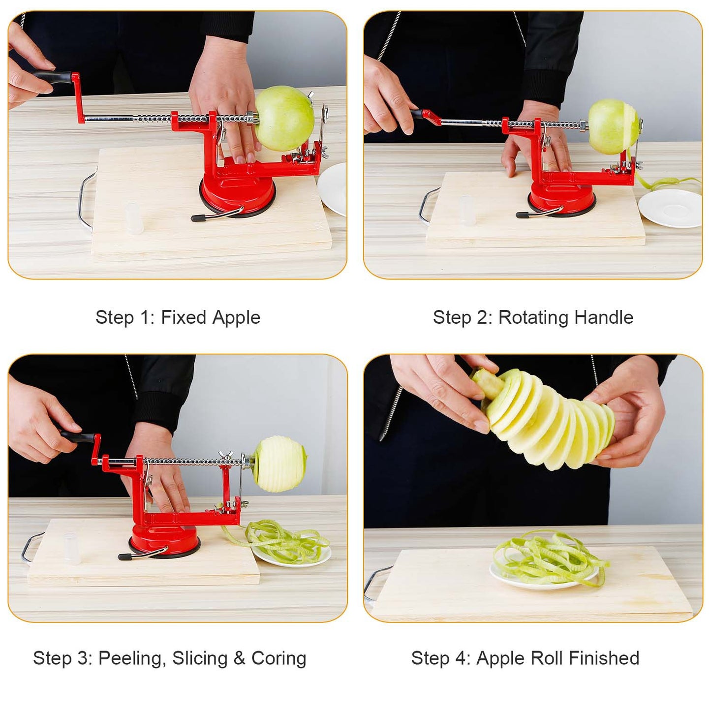 3 In 1 Fruit Peeler Manual Rotation Potato Fruit Core Slicer Kitchen Hand Cracking Corer With Zinc Alloy Peeler Suction Base