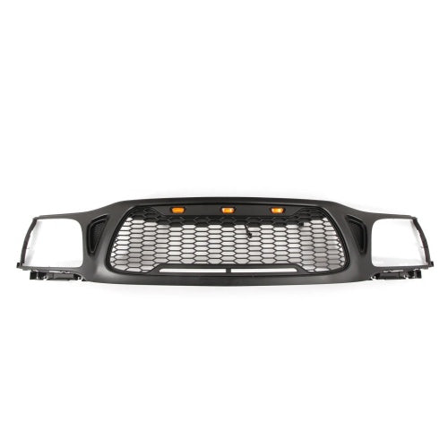 Front Grille Fits For Tacoma 2001 2002 2003 2004 With Amber LED Accent Lights Matte Black