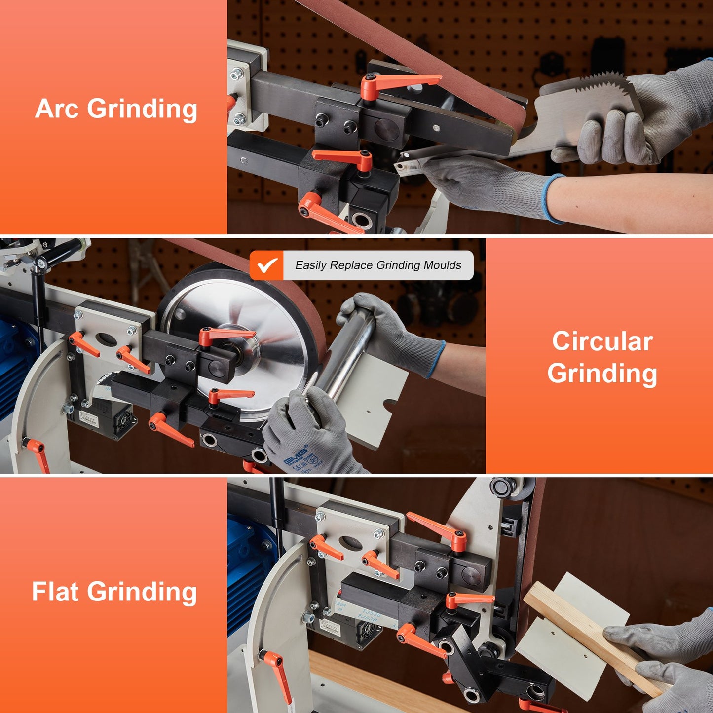 Belt Grinder Sander, 72 X 2-Inch Variable Speed Belt Polisher With VFD, 1500W Knife Sharpener With 3 Grinding Moulds & 3PCS Sanding Belts For Metalworking, Compatible With 72"- 82*2" Belts