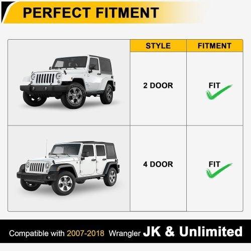 Front And Rear Fender Flares Compatible With 2007-2018 J E E P Wrangler JK JKU, Off-Road Wheel Flares Liner 4 PCS