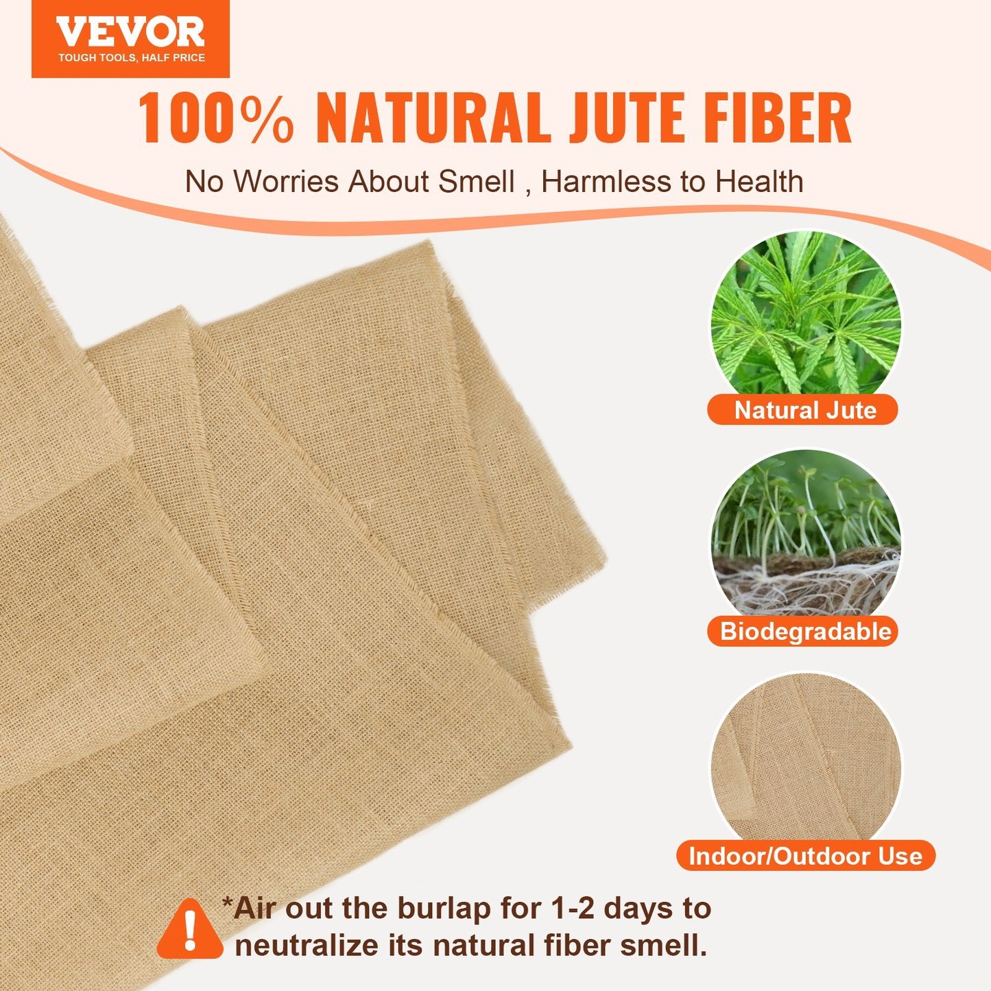 VEVOR Burlap Fabric Roll Burlap Tree Wrap 40 In X 75 Ft For Crafts & Plants