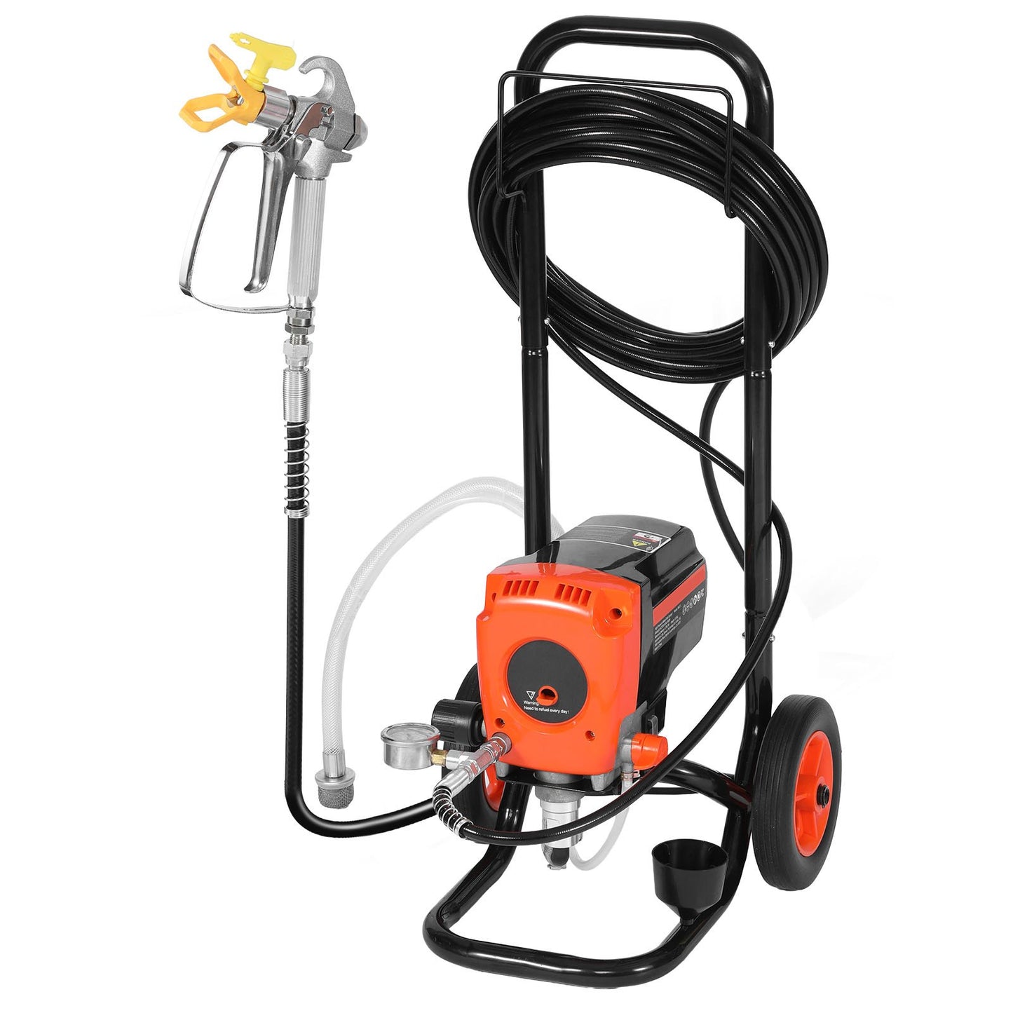 Stand Airless Paint Sprayer, 900W, 3300PSI High Pressure Airless Sprayer With Cart, Cleaning Brush, Hose, Extension Rod, Nozzles, Electric Spray Paint Machine For Interior Or Exterior Of House