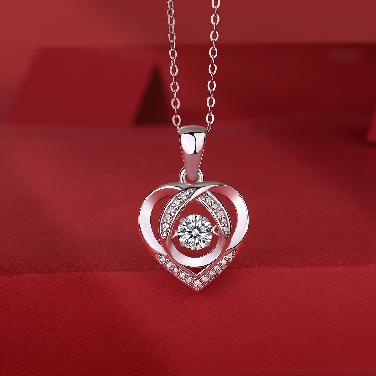 1Heart To Have Your Luxurious Fashion Diamond Pendant Set With Mosan Diamond Silver Ornaments