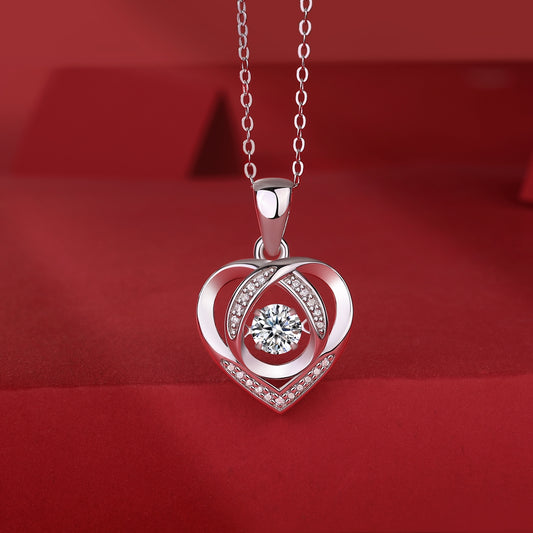 1Heart To Have Your Luxurious Fashion Diamond Pendant Set With Mosan Diamond Silver Ornaments