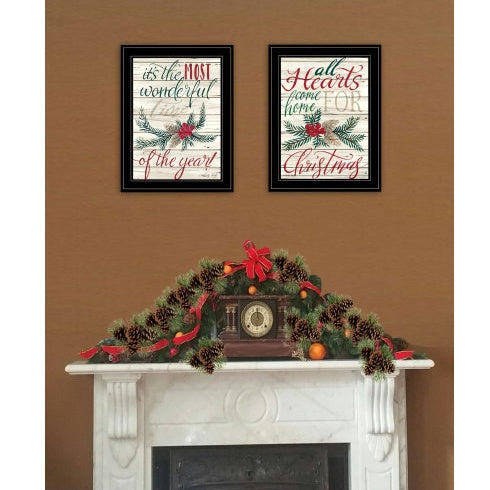 All Hearts Come Home For Christmas2-Piece Vignette By Artisan Cindy Jacobs, Ready To Hang Framed