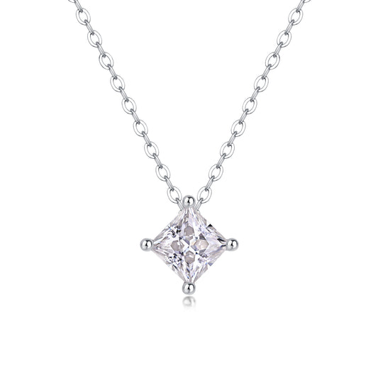 Stay Together - A Fashionable And Luxurious Diamond Jewelry Pendant Set With Square Moissanite S925 Sterling Silver.