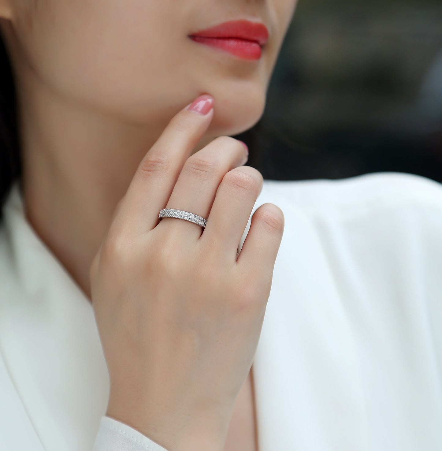 Light Up The Moments - A Fashionable Jewelry Ring Set With Moissanite S925 Sterling Silver And Platinum-plated Diamond