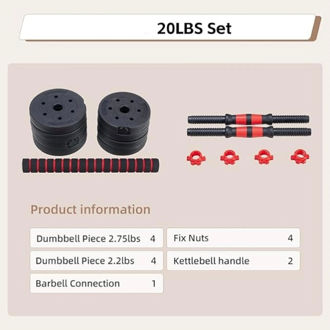 Adjustable Dumbbell Sets, 4-in-1 Variable Dumbbells, Barbells, Kettlebells, Multi-functional Exercises