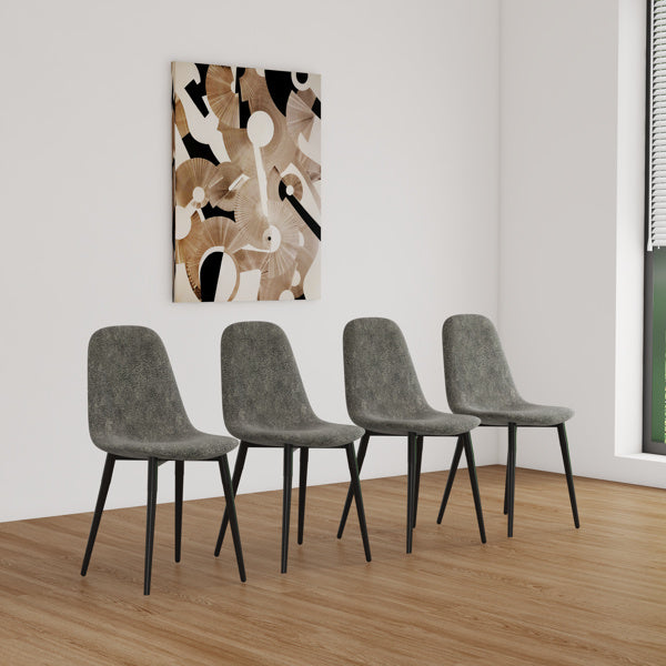 Set Of 4 Grey Dining Chairs, Modern Kitchen Dining Chairs, Suede Upholstered Dining Chairs