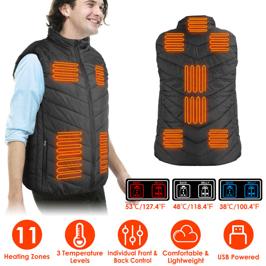 1Pc Heated Vest Electric USB Jacket Men Women Heating Coat Thermal Body Warmer Wear With 3 Temperature Levels