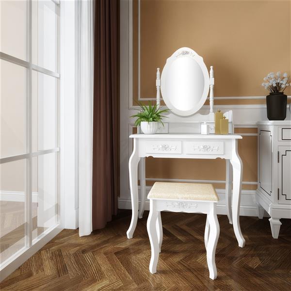 Four Drawer Single Mirror Dressing Table Set