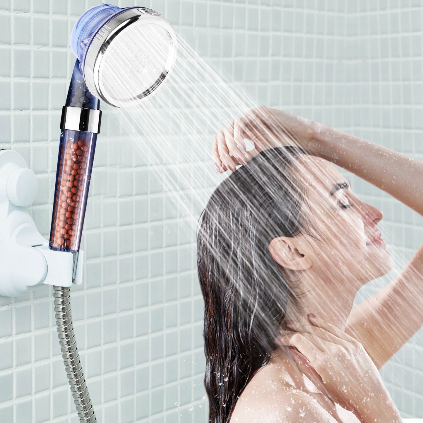 1Pc Ionic Filtration Shower Head High Pressure 3 Mode Stone Water Saving Bath Handheld Shower