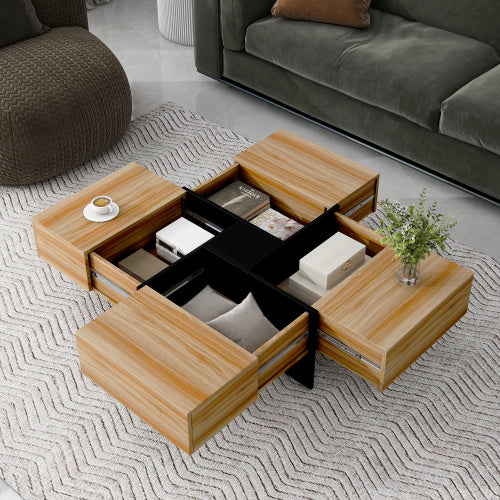 Unique Banana Design Coffee Table With 4 Hidden Storage Compartments